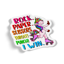 Sticker - Unicorn Rock Paper Scissors Throat Punch Decal