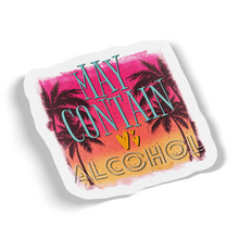 Sticker -  May Contain Alcohol Beach Palm Tree Decal