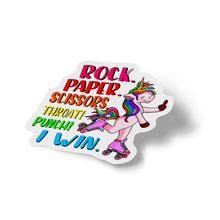 Sticker - Unicorn Rock Paper Scissors Throat Punch Decal