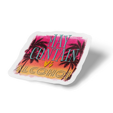 Sticker -  May Contain Alcohol Beach Palm Tree Decal