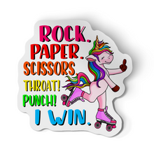 Sticker - Unicorn Rock Paper Scissors Throat Punch Decal