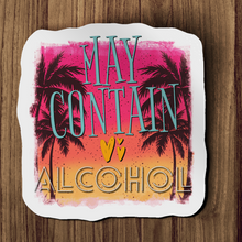 Sticker -  May Contain Alcohol Beach Palm Tree Decal