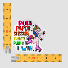 Sticker - Unicorn Rock Paper Scissors Throat Punch Decal